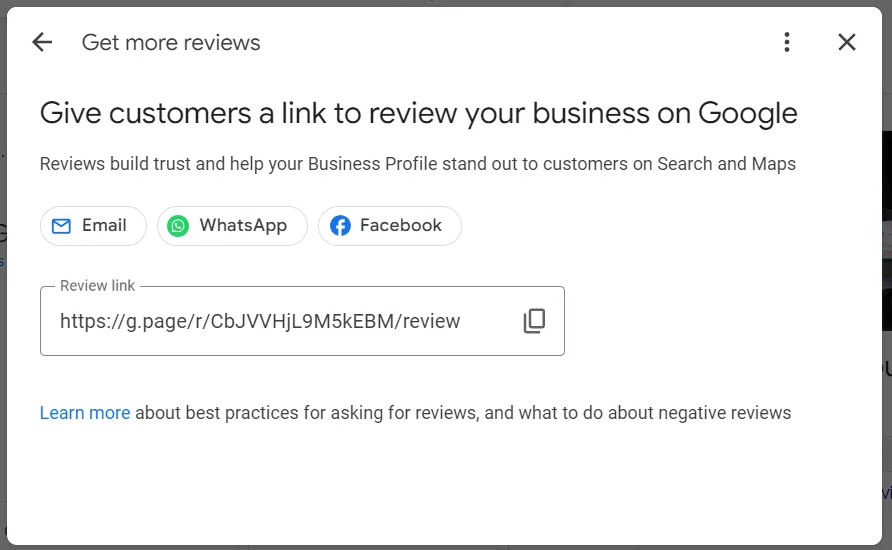 google business profile shareable link preview