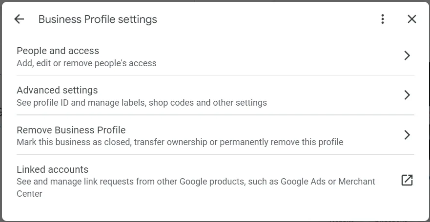 business profile settings in google business profile